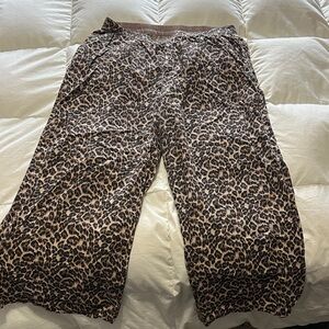 aerie Leopard Print Comy Wide Leg Lounge Pants in Brown & Black
